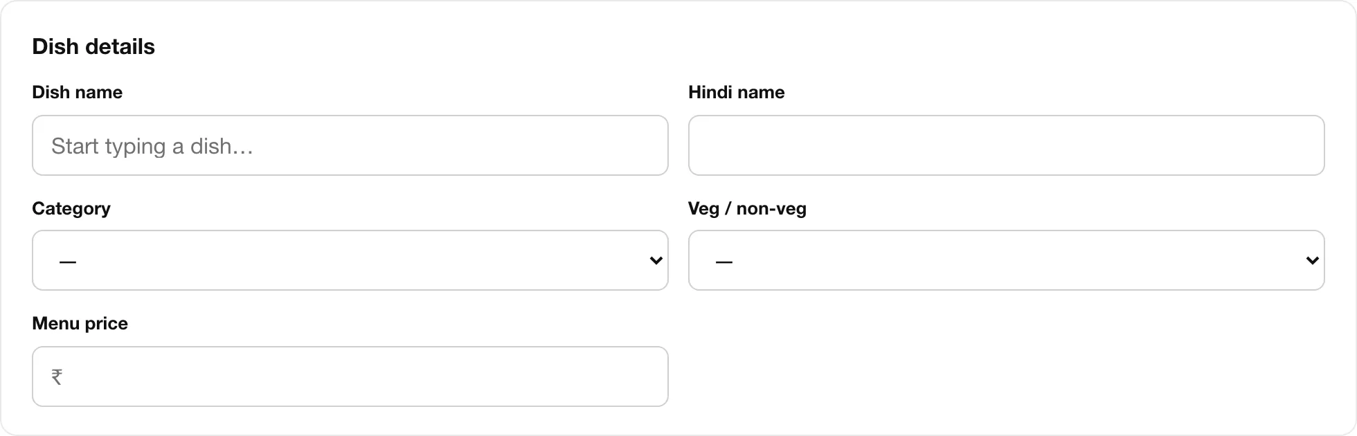 A dish planner that starts from the name